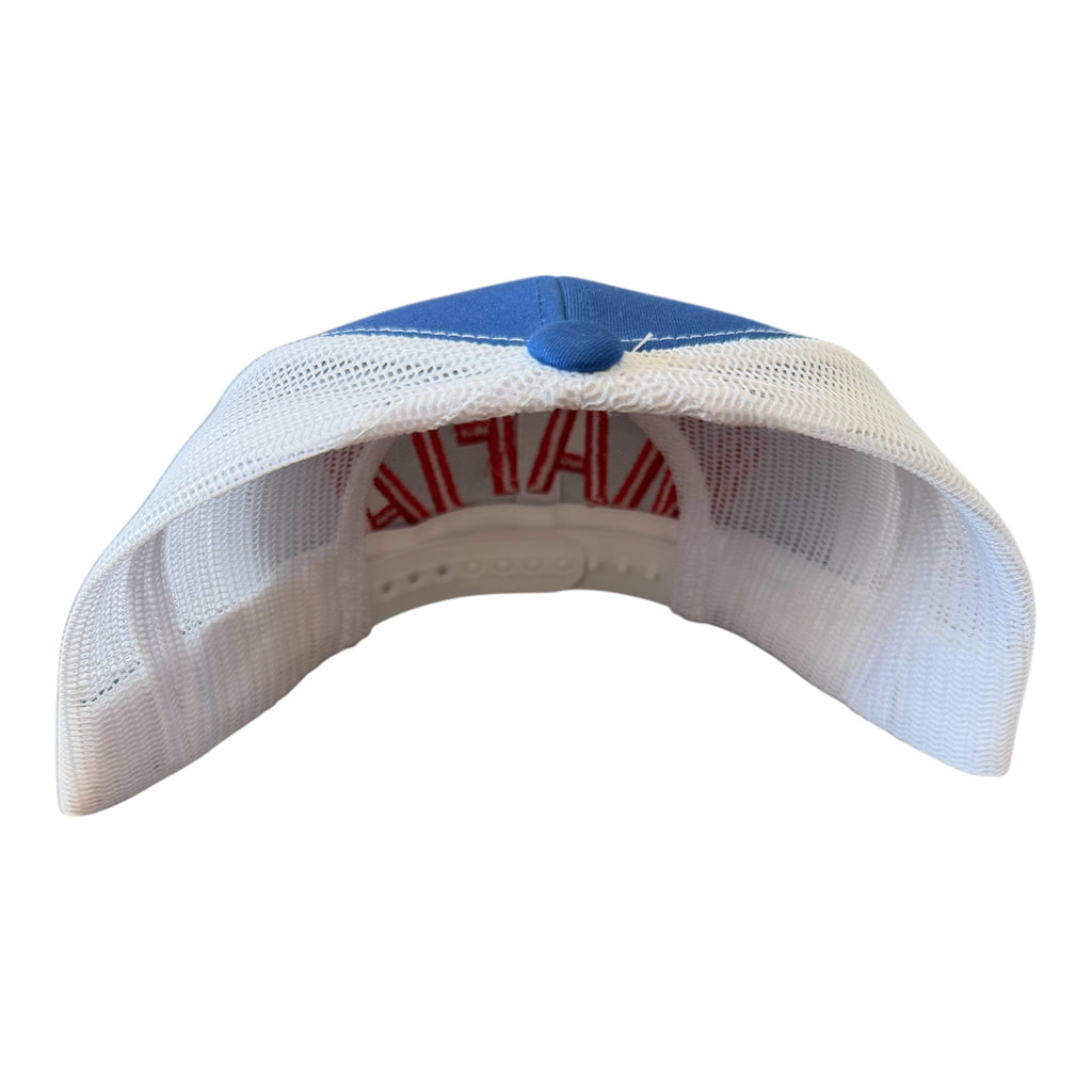 BILLS MAFIA 3D EMBROIDERED ROYAL BLUE & WHITE MESH TRUCKER CAP