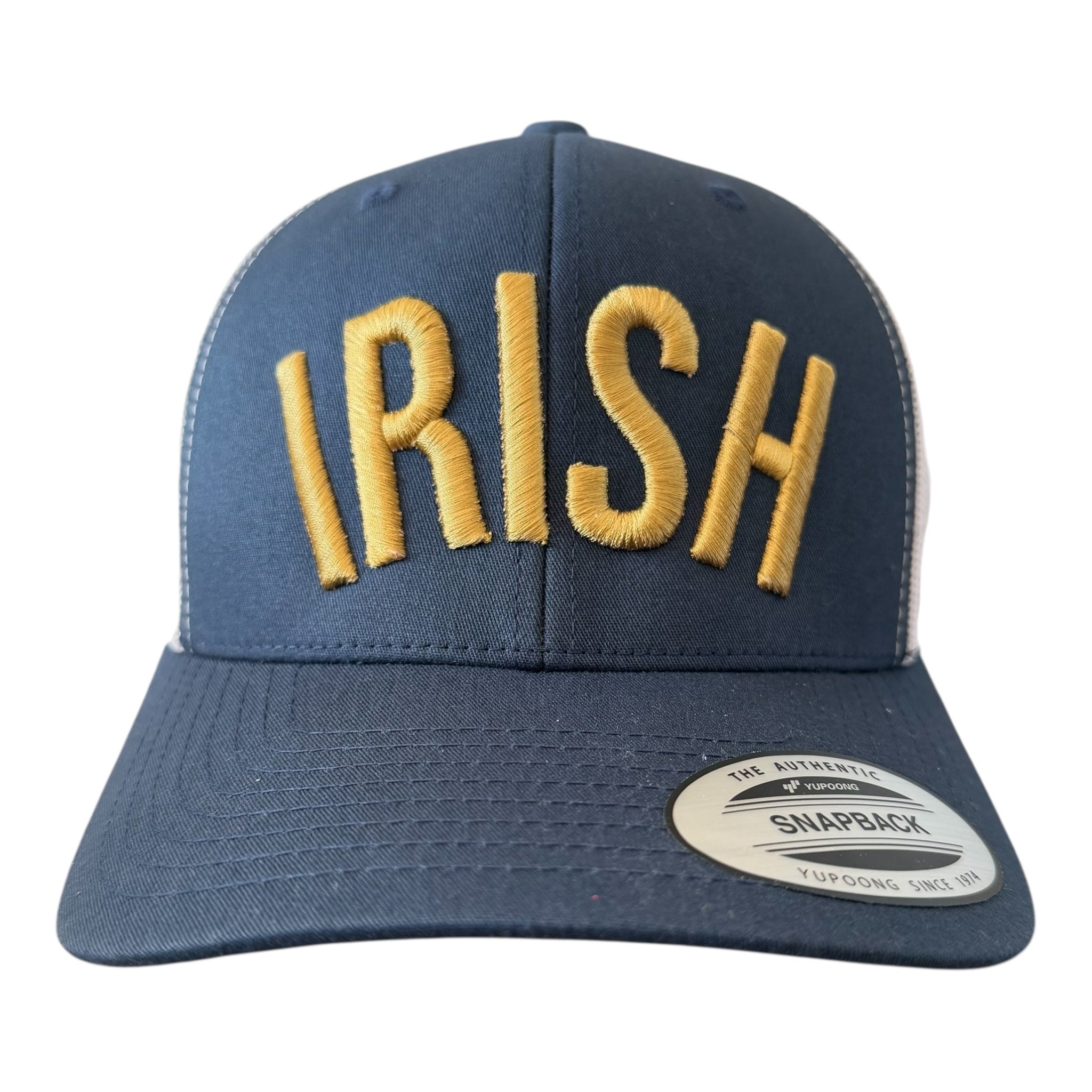 NOTRE DAME "IRISH" NAVY WHITE MESH TRUCKER CAP
