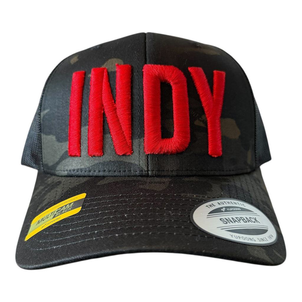 HOOSIERS "INDY" MULTI CAMO BLACK MESH TRUCKER CAP