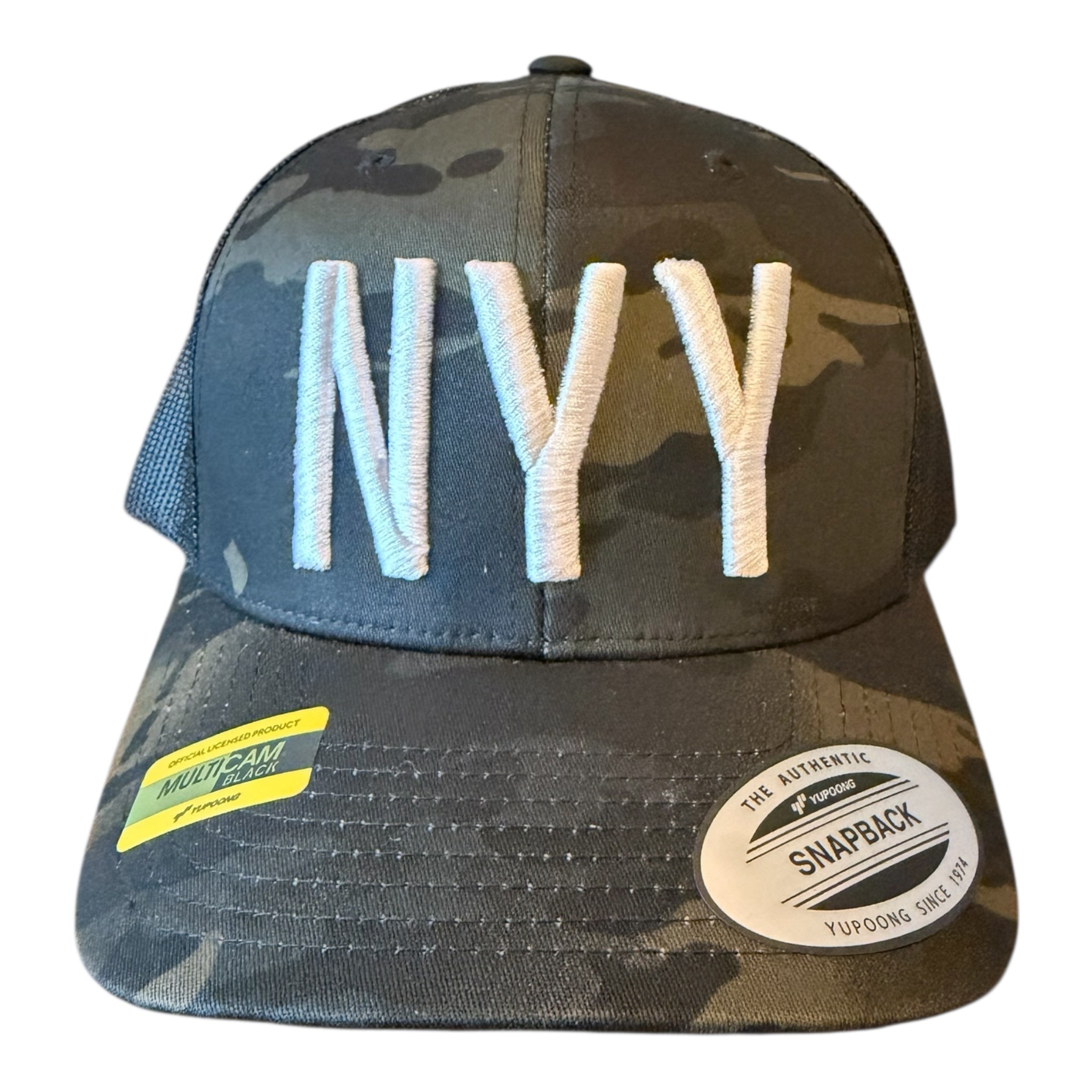 YANKEES "NYY" MULTI CAMO BLACK MESH TRUCKER CAP