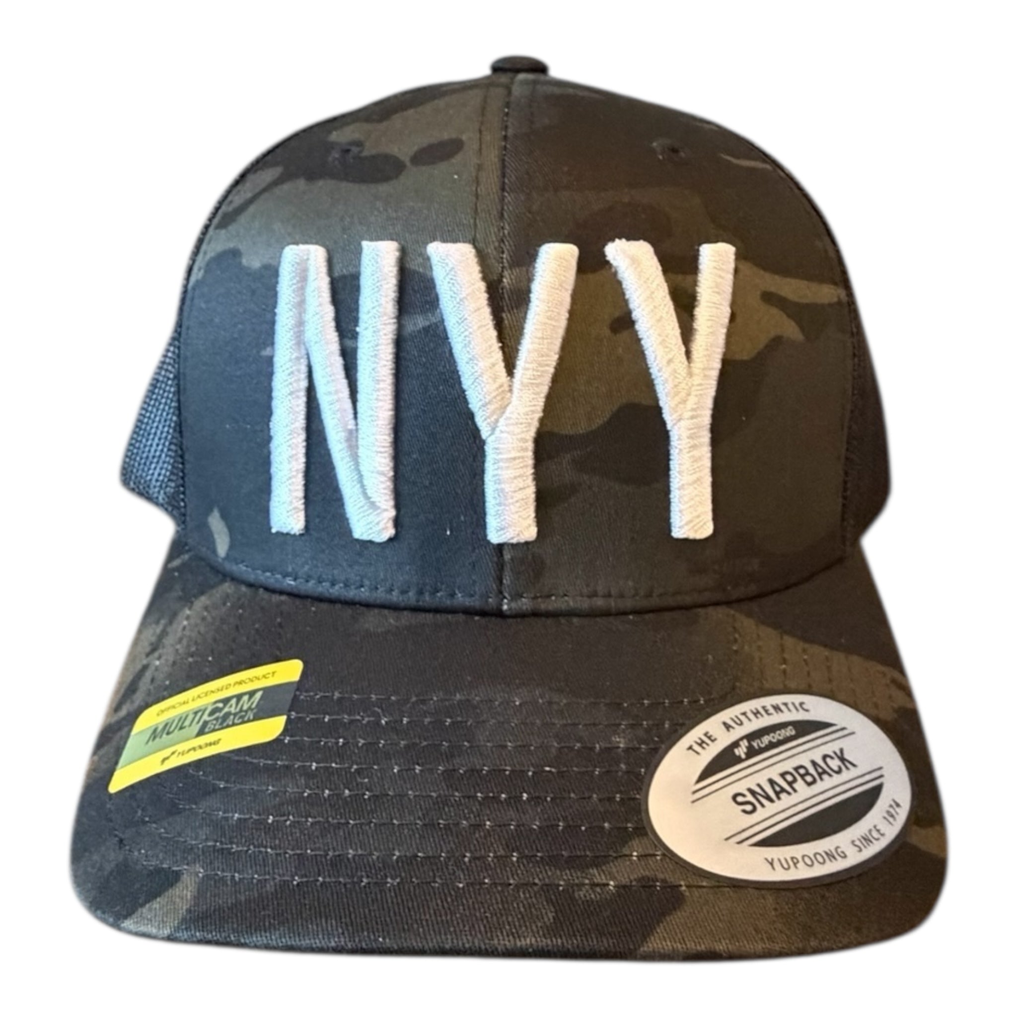 YANKEES "NYY" MULTI CAMO BLACK MESH TRUCKER CAP