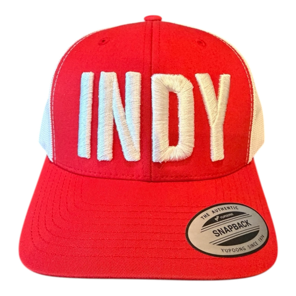 HOOSIERS "INDY" RED WHITE MESH TRUCKER CAP