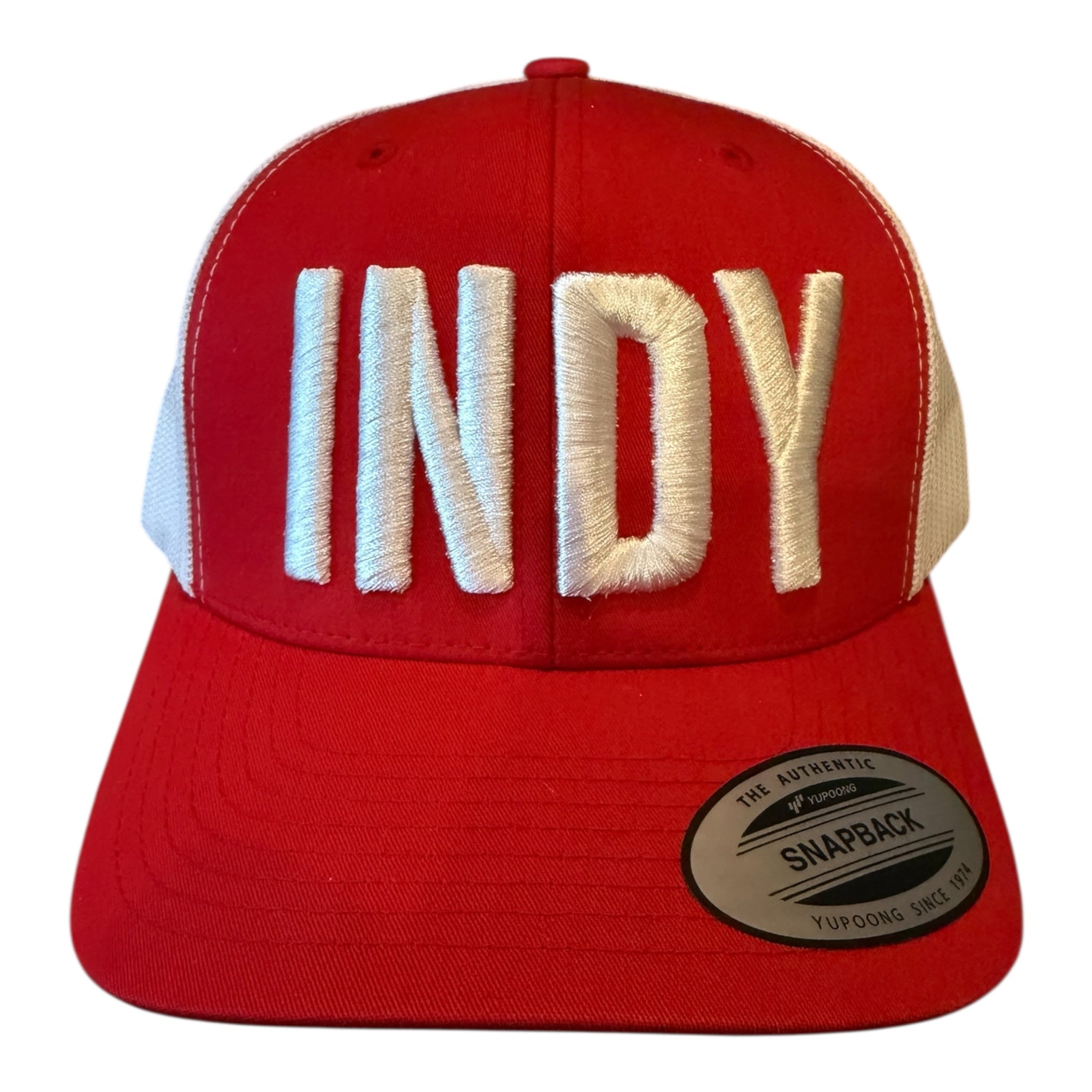 HOOSIERS "INDY" RED WHITE MESH TRUCKER CAP