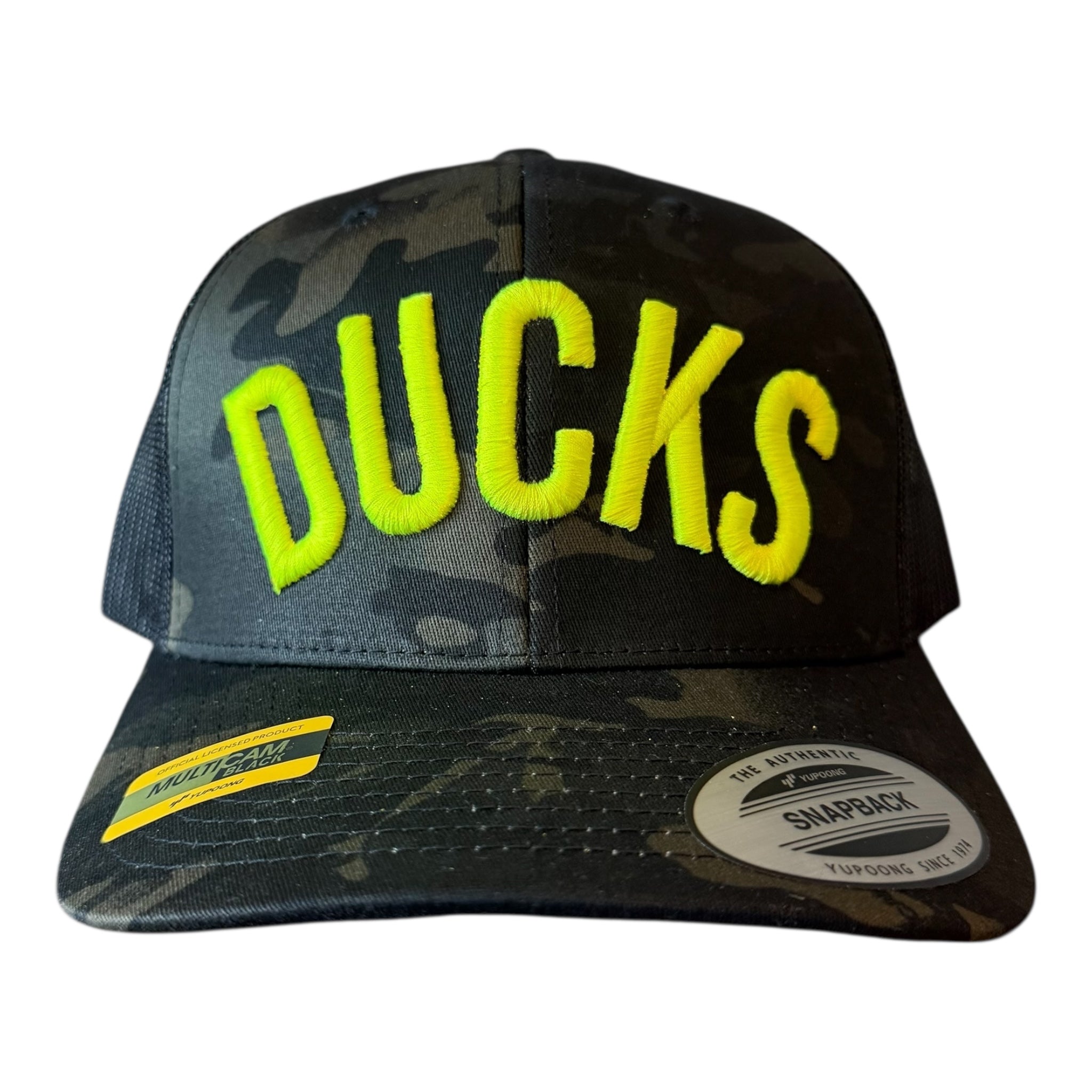 OREGON "DUCKS" MULTI CAMO BLACK MESH TRUCKER CAP