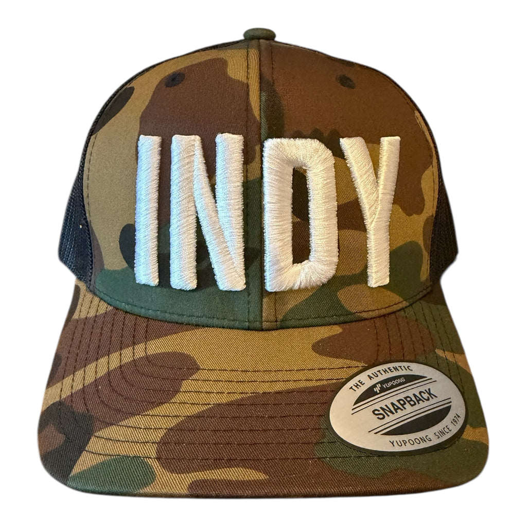 COLTS "INDY" GREEN CAMO MESH TRUCKER CAP