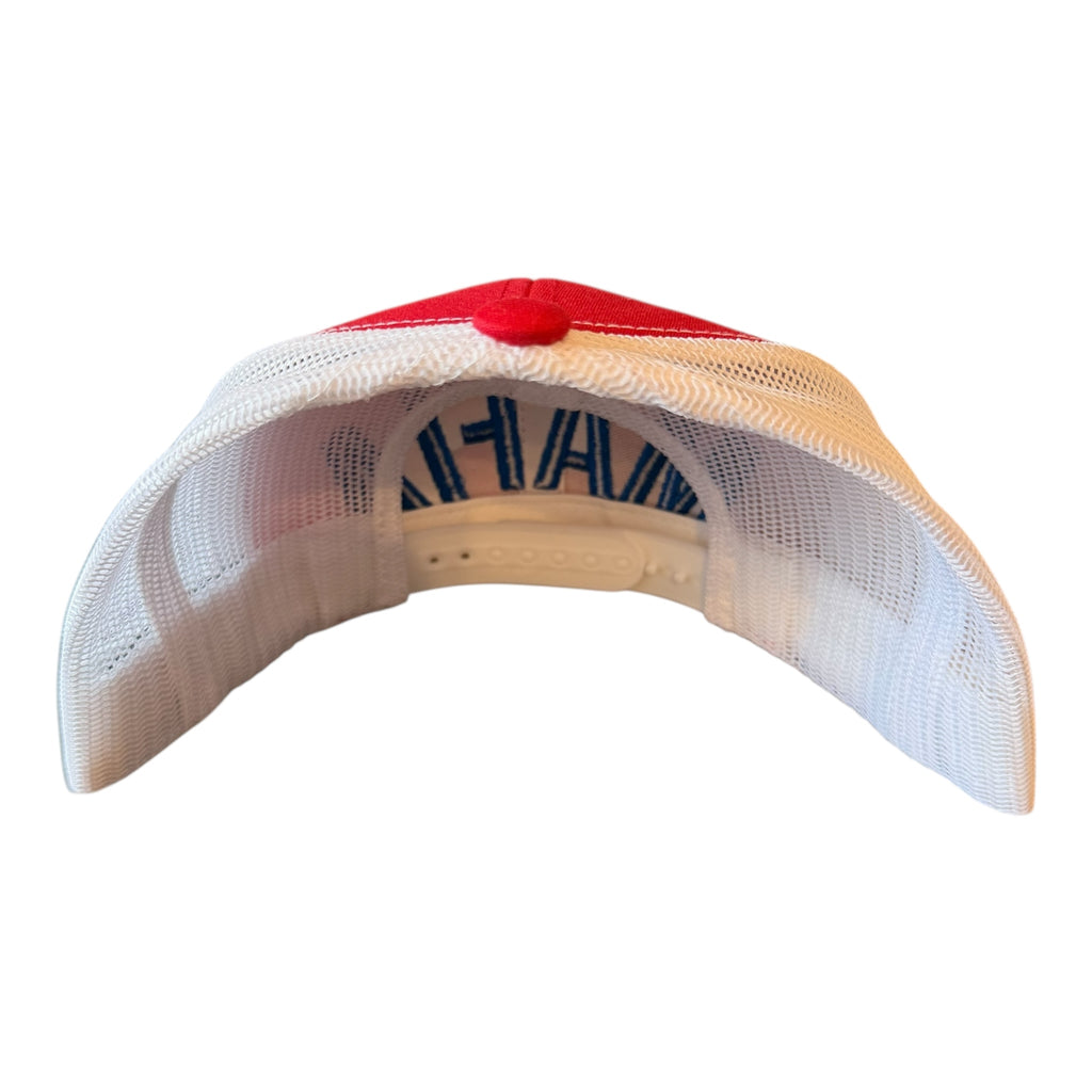 BILLS MAFIA 3D EMBROIDERED RED WHITE MESH TRUCKER CAP