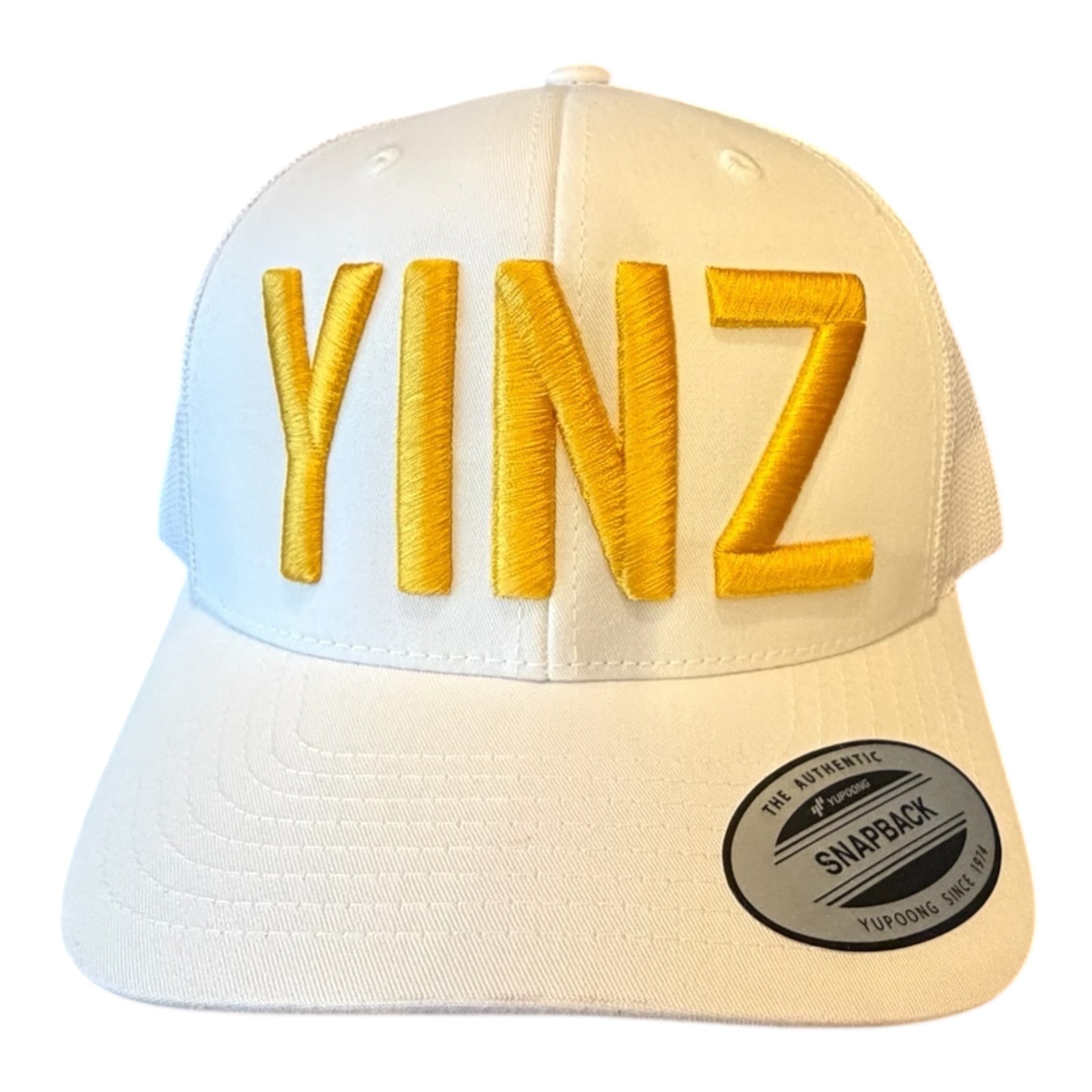 PITTSBURGH "YINZ" WHITE MESH TRUCKER CAP