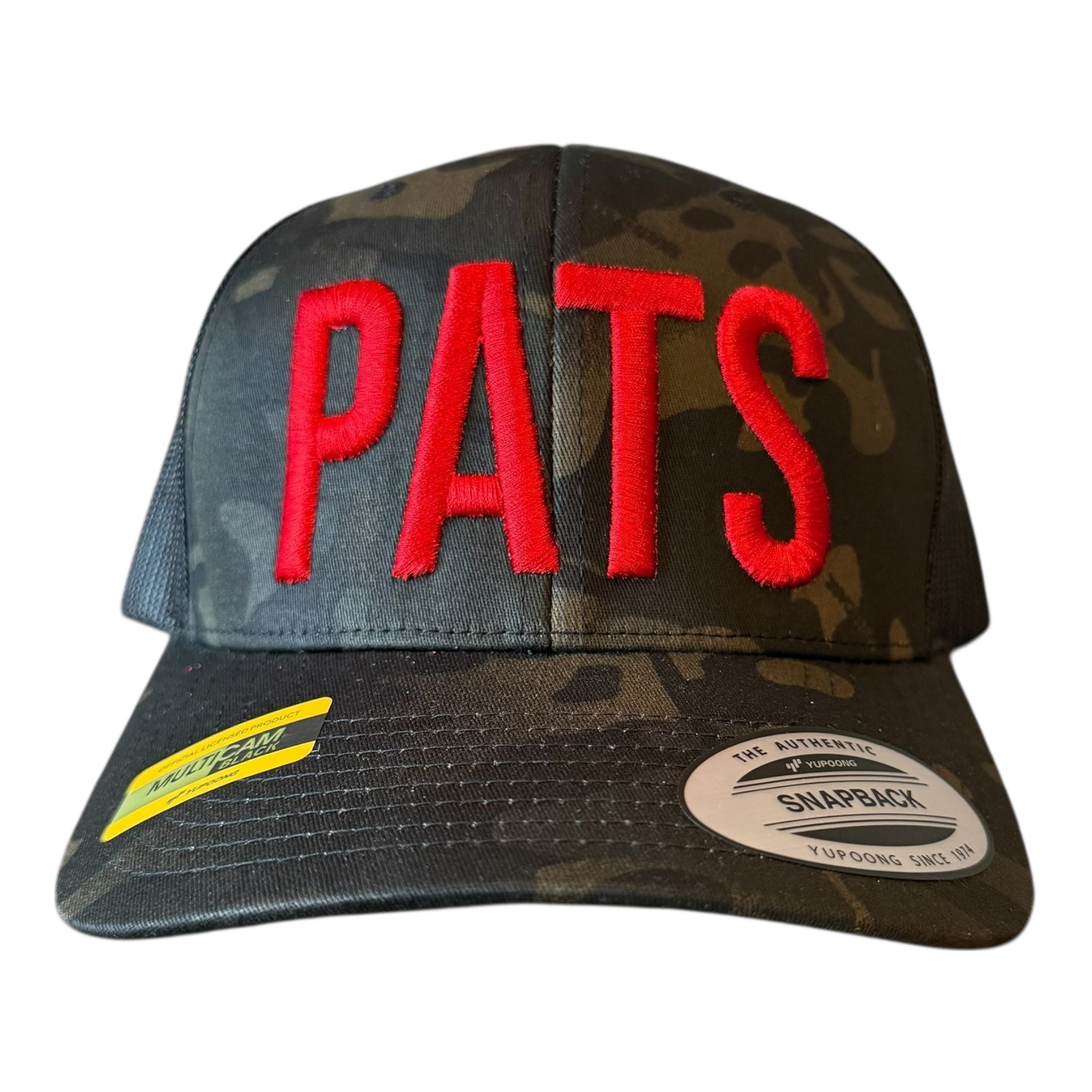 NEW ENGLAND PATS MULTI CAMO BLACK MESH TRUCKER CAP