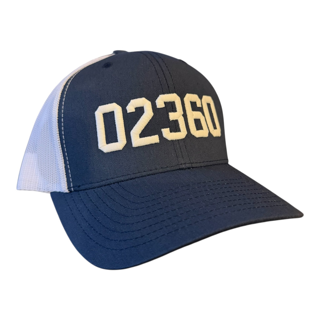 PLYMOUTH TOWN PRIDE ZIP CODE "02360" NAVY WHITE MESH TRUCKER CAP