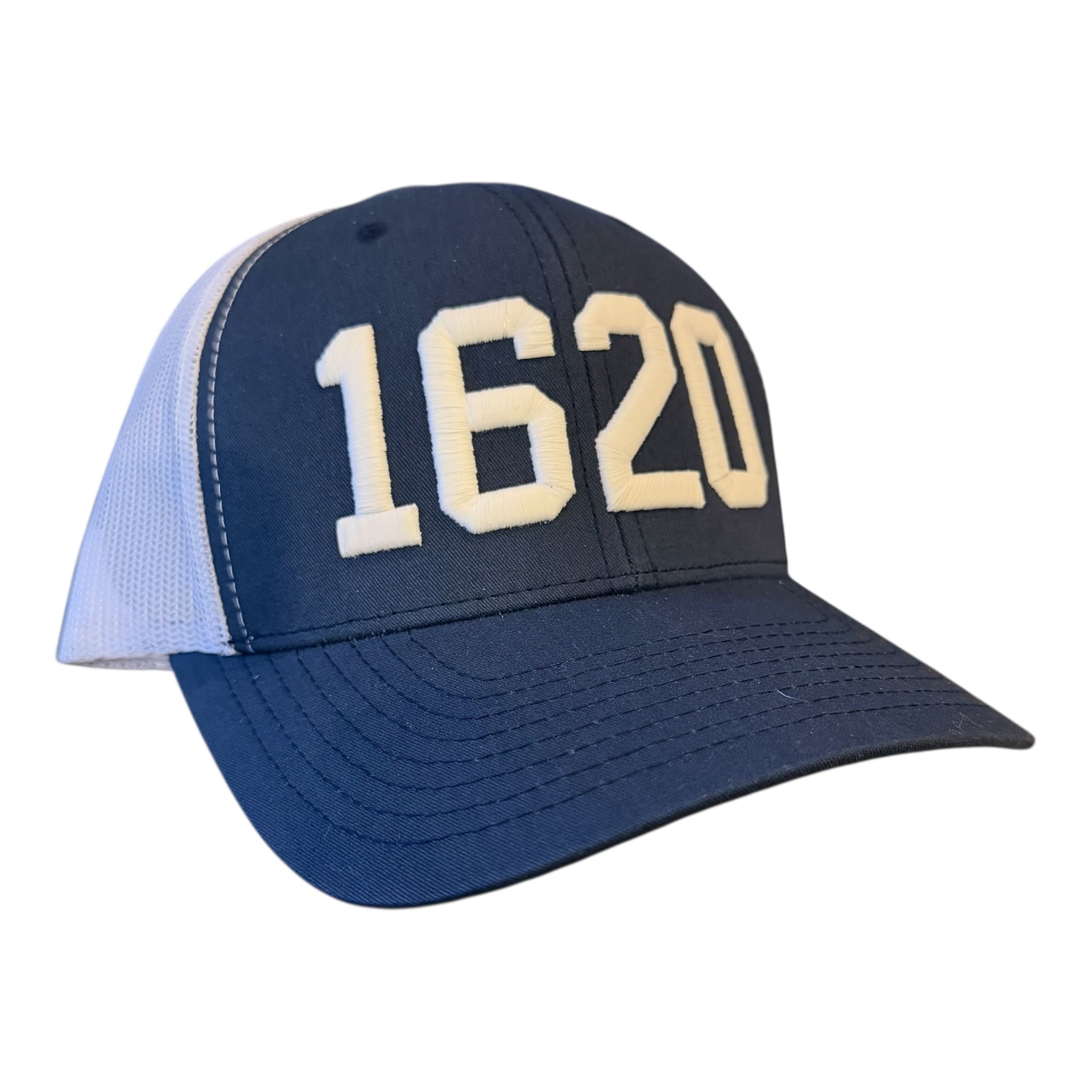 PLYMOUTH TOWN PRIDE "1620" NAVY WHITE MESH TRUCKER CAP