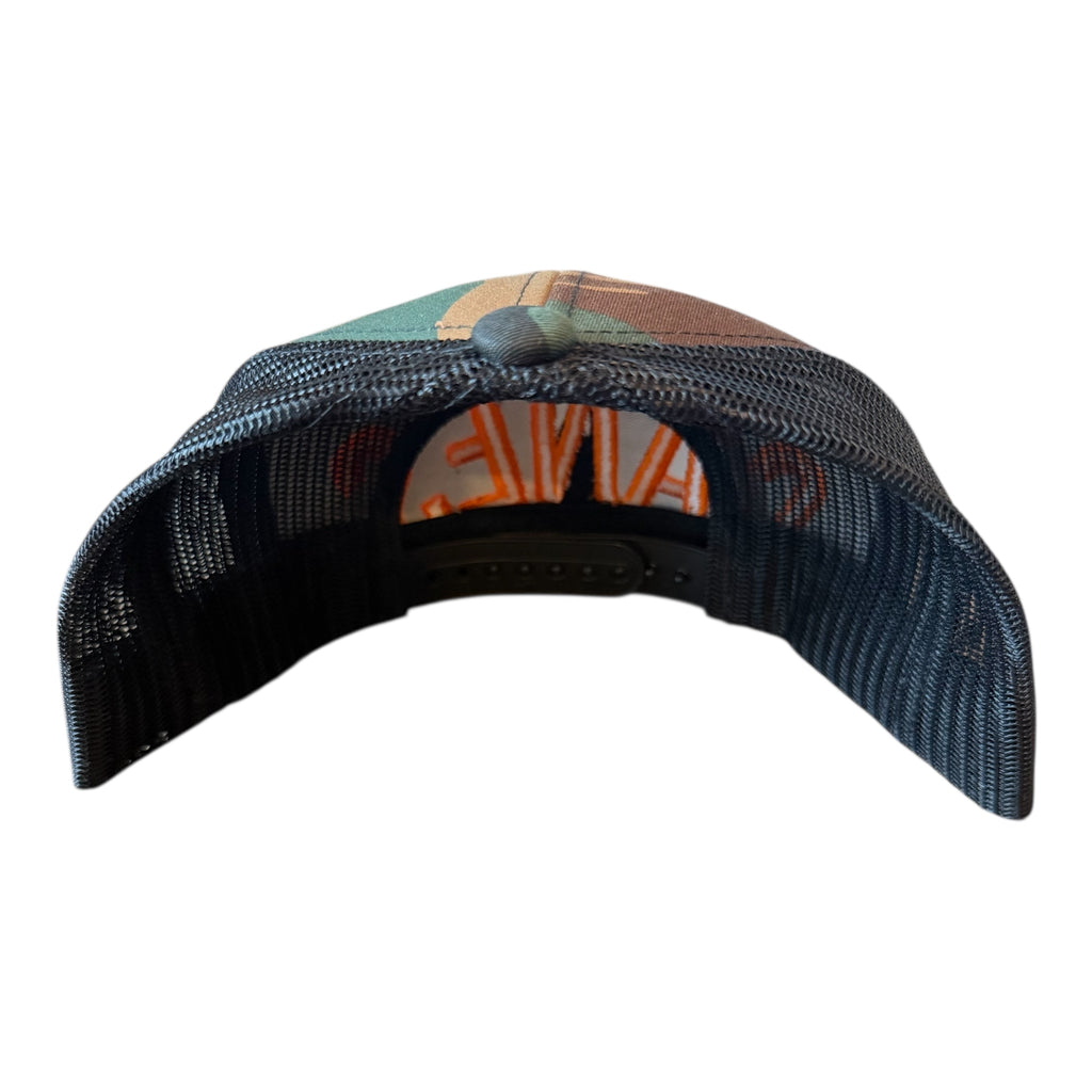 MIAMI "CANES" GREEN CAMO MESH TRUCKER CAP