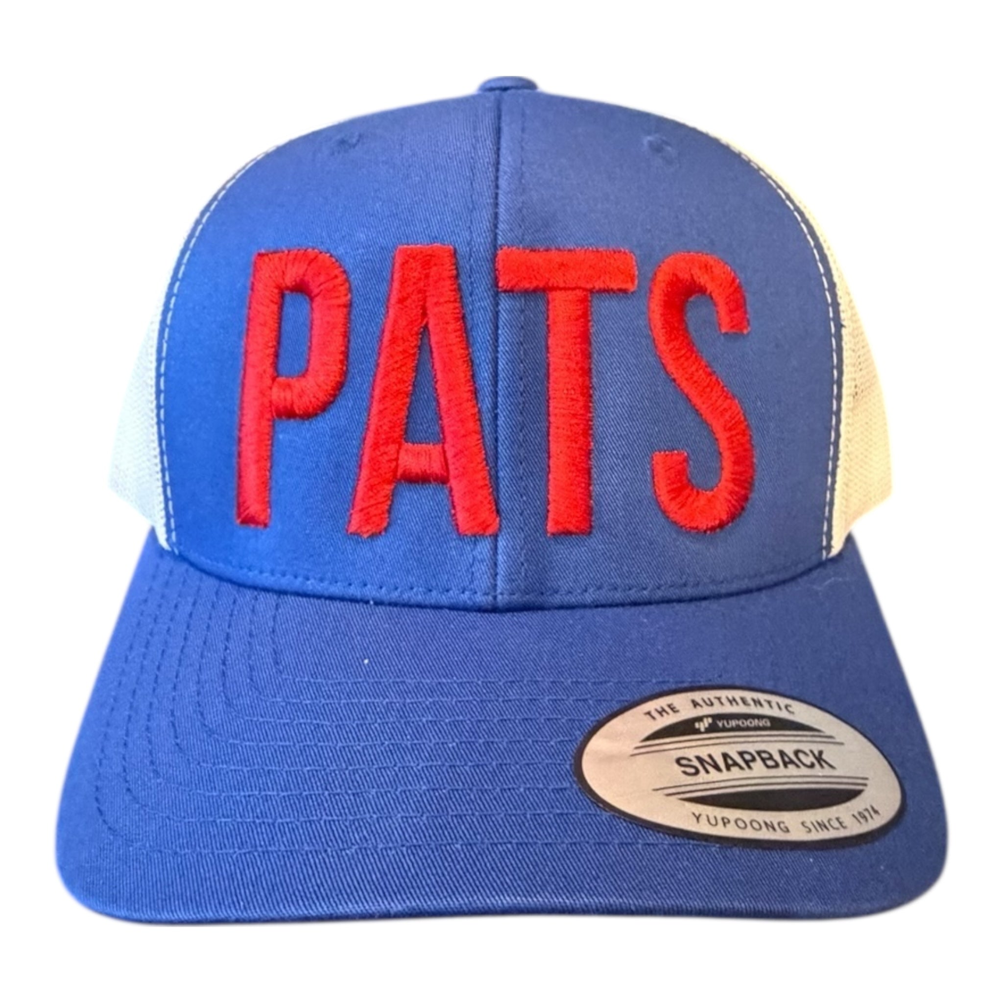 NEW ENGLAND PATS ROYAL BLUE & WHITE MESH TRUCKER CAP