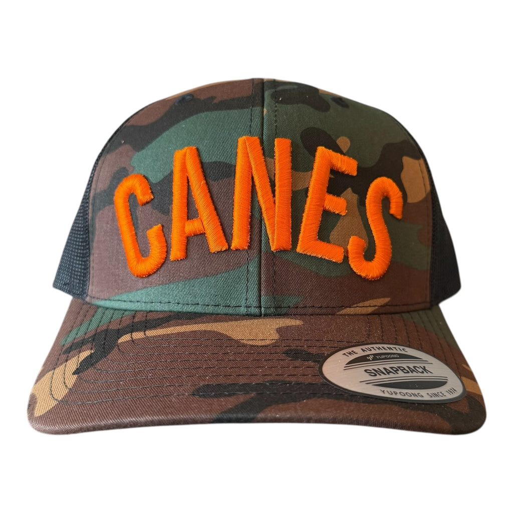 MIAMI "CANES" GREEN CAMO MESH TRUCKER CAP