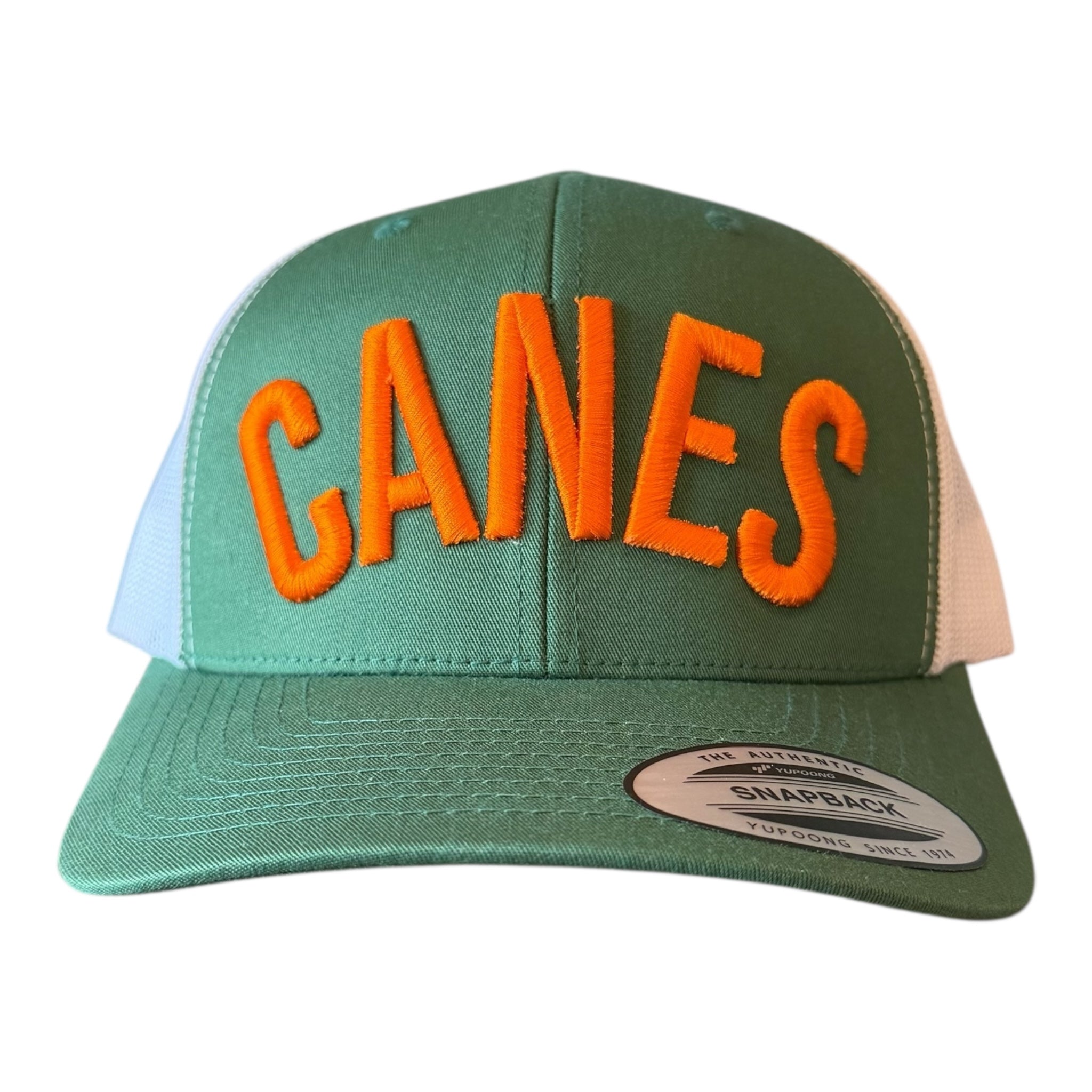 MIAMI "CANES" GREEN WHITE MESH TRUCKER CAP