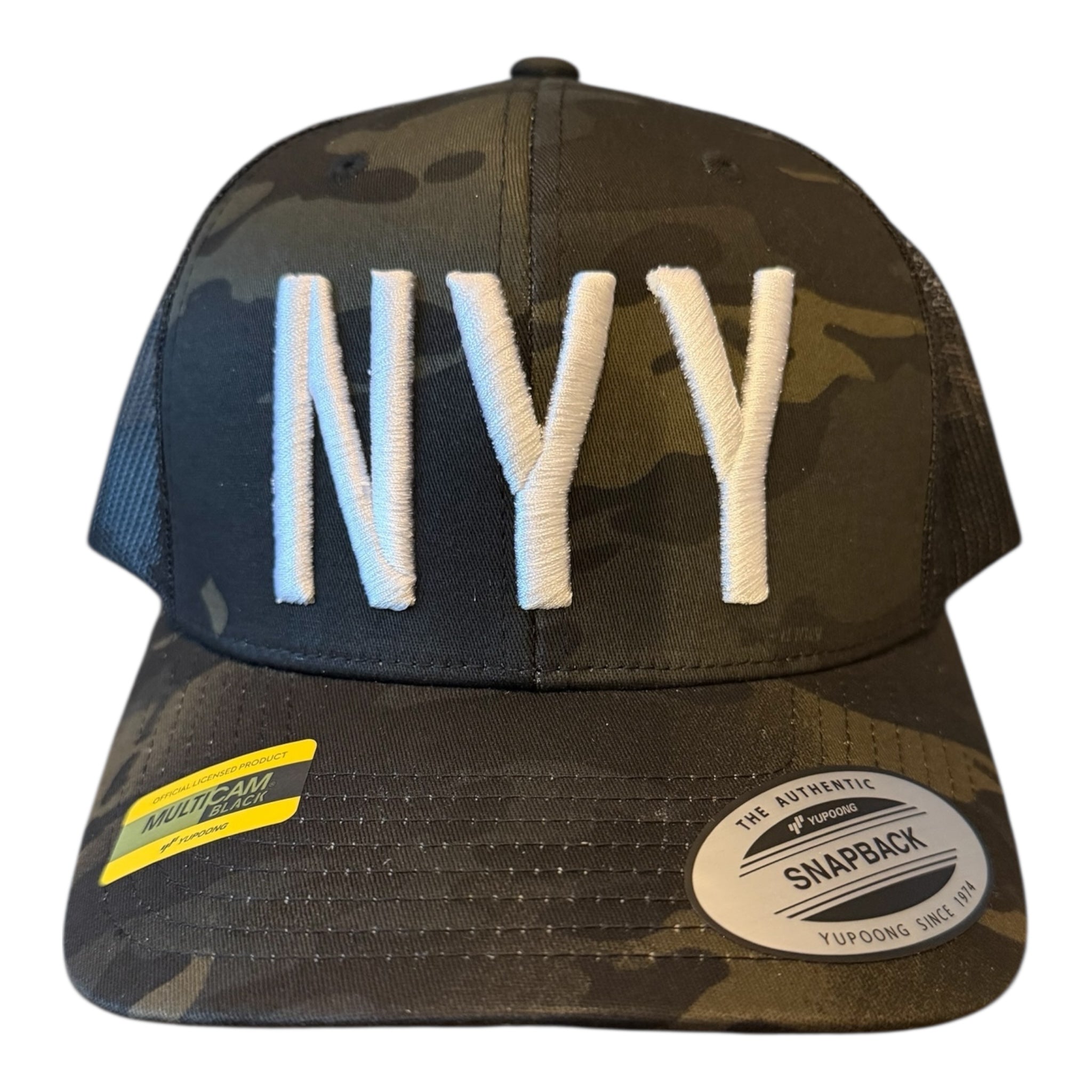 YANKEES "NYY" GREEN CAMO WHITE MESH TRUCKER CAP